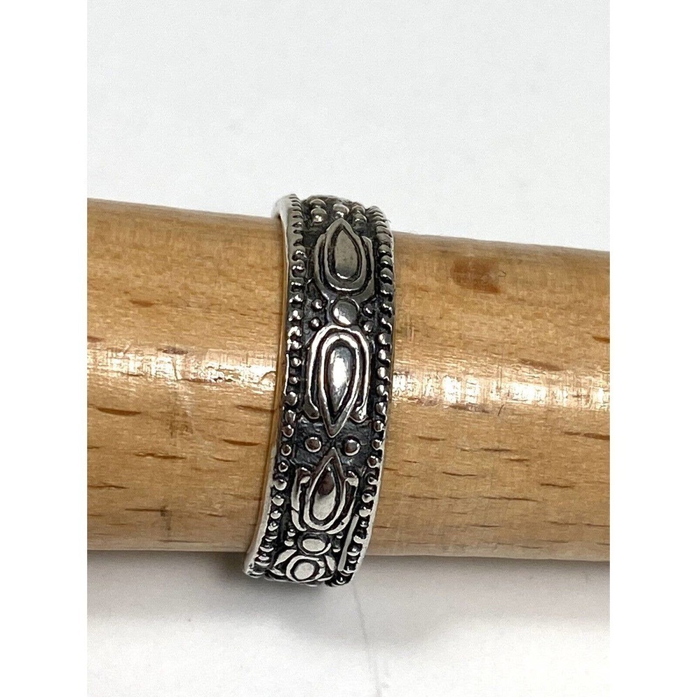 925 NF Thailand Ring Sterling Silver Band Design Women’s Size 9 3.63g - Picture 10 of 12